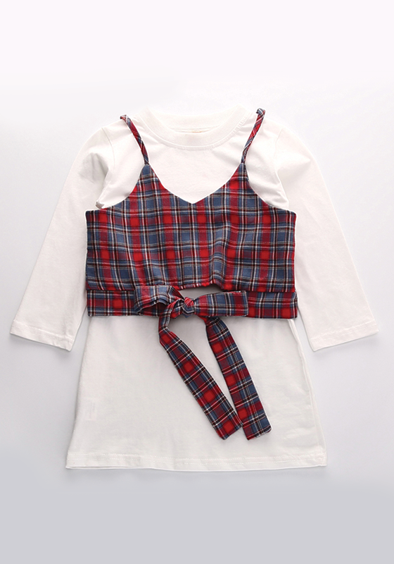 Plaid Vest & Dress 2Pcs Plaid Vest & Dress 2Pcs