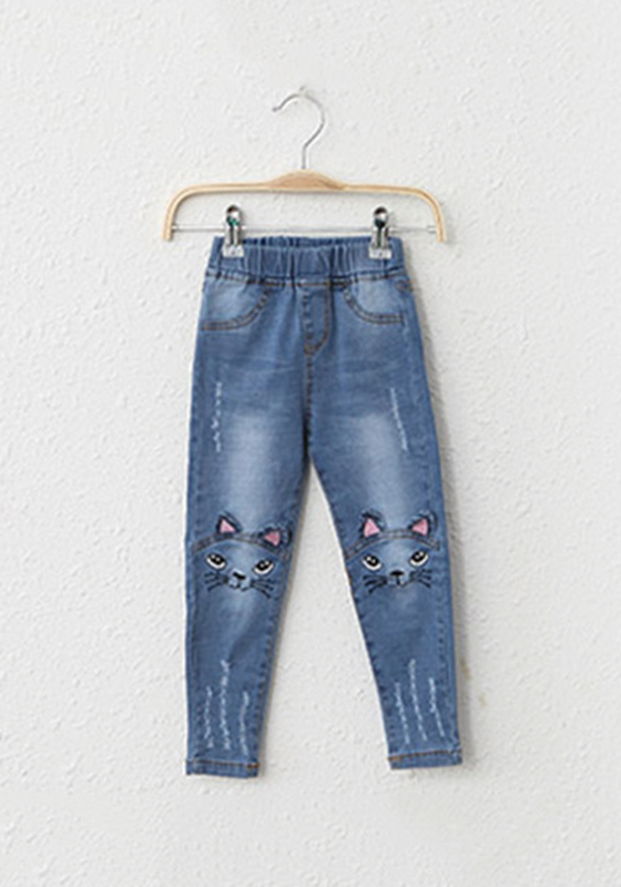 Cat Design Denim Pants Cat Design Denim Pants