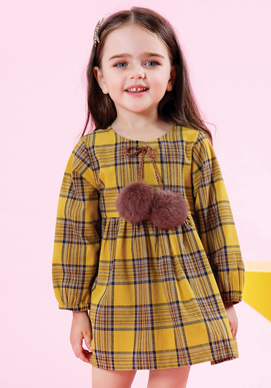 Molly Plaid Fur Ball Dress Molly Plaid Fur Ball Dress