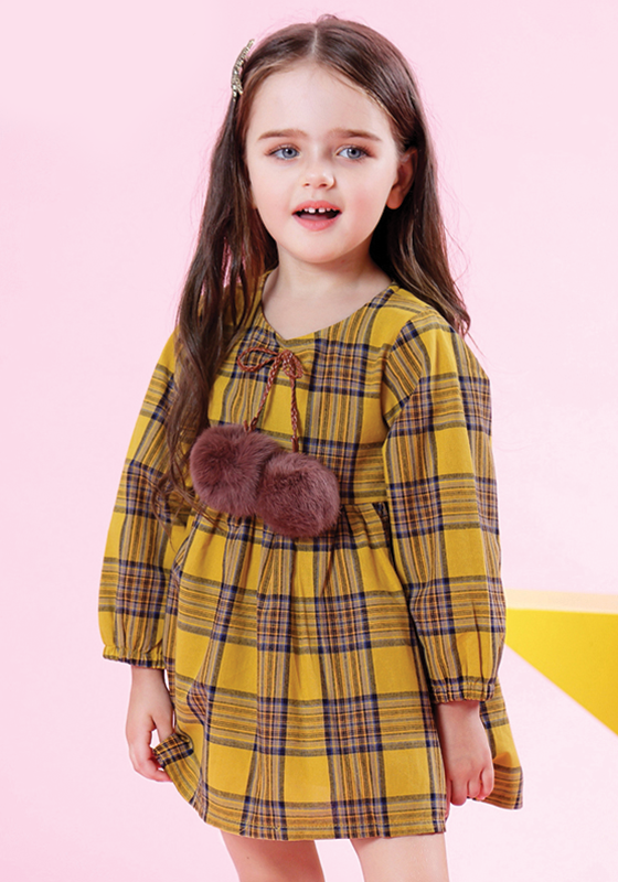 Molly Plaid Fur Ball Dress Molly Plaid Fur Ball Dress