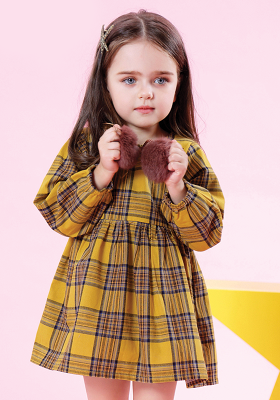Molly Plaid Fur Ball Dress Molly Plaid Fur Ball Dress