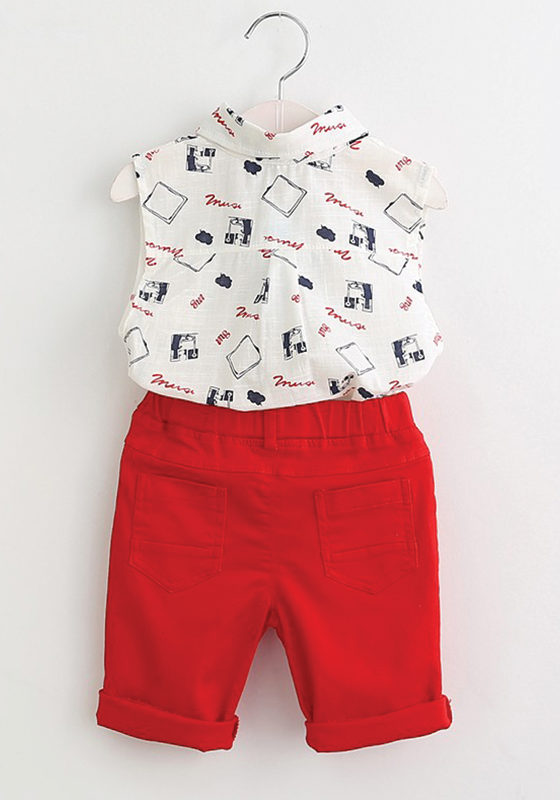 Flowers Print 2 pcs with Red bow Flowers Print 2 pcs with Red bow