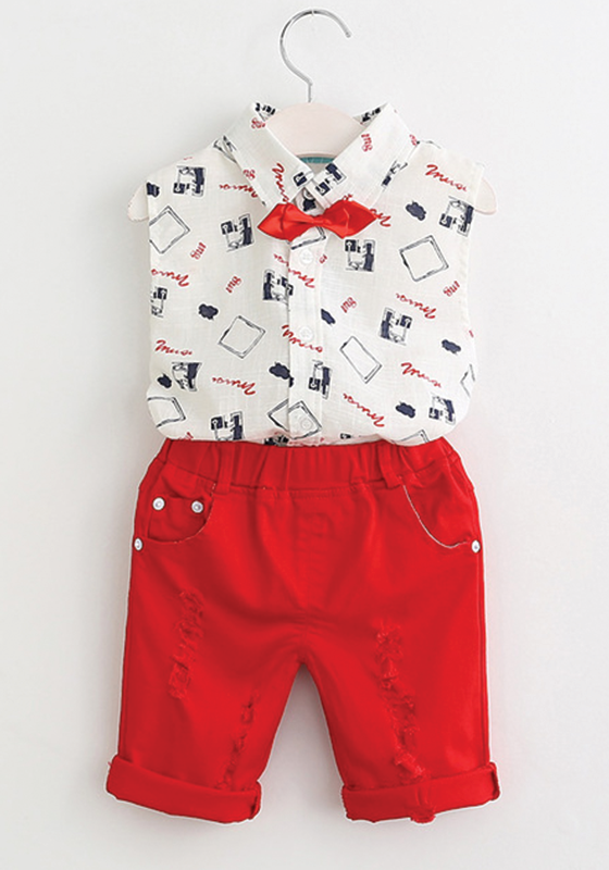 Flowers Print 2 pcs with Red bow Flowers Print 2 pcs with Red bow