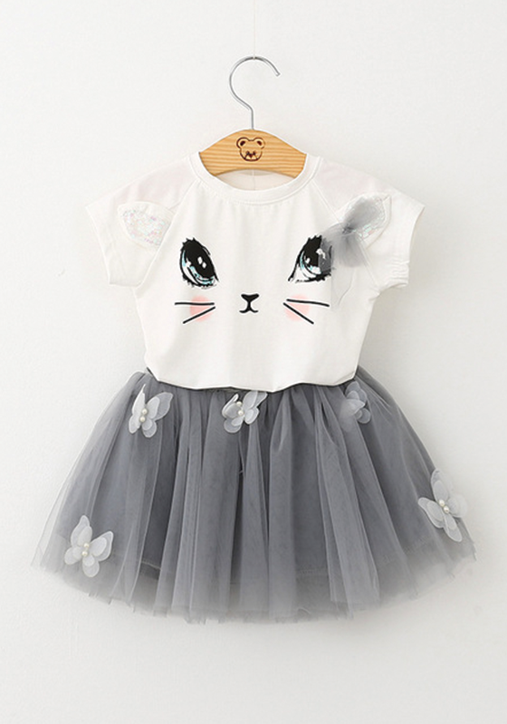 Kitten Print T-Shirts & Net Veil Kitten Print T-Shirts & Net Veil