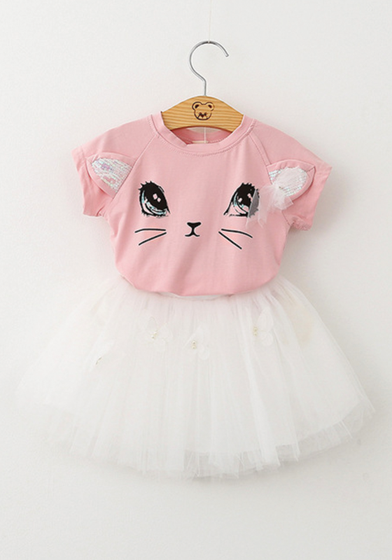 Kitten Print T-Shirts & Net Veil Kitten Print T-Shirts & Net Veil