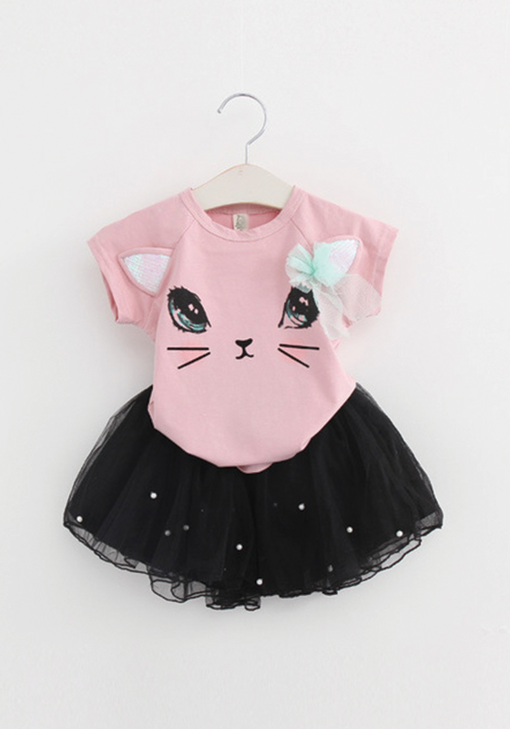Kitten Print T-Shirts & Net Veil Kitten Print T-Shirts & Net Veil