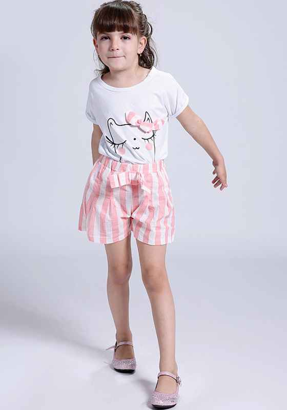 Cartoon Print +Stripe Shorts Cartoon Print +Stripe Shorts