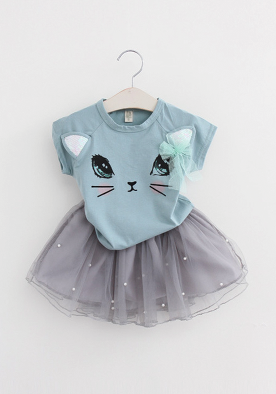 Kitten Print T-Shirts & Net Veil Kitten Print T-Shirts & Net Veil