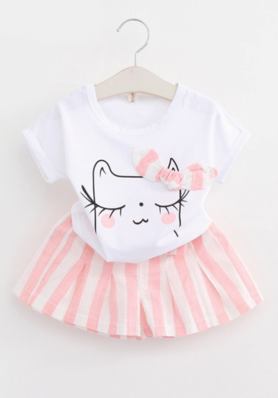 Cartoon Print +Stripe Shorts Cartoon Print +Stripe Shorts