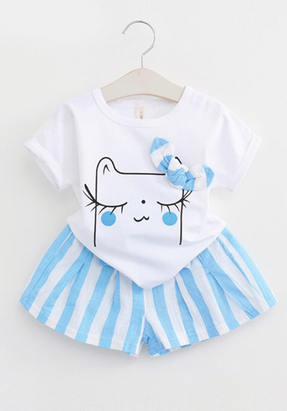 Cartoon Print +Stripe Shorts Cartoon Print +Stripe Shorts