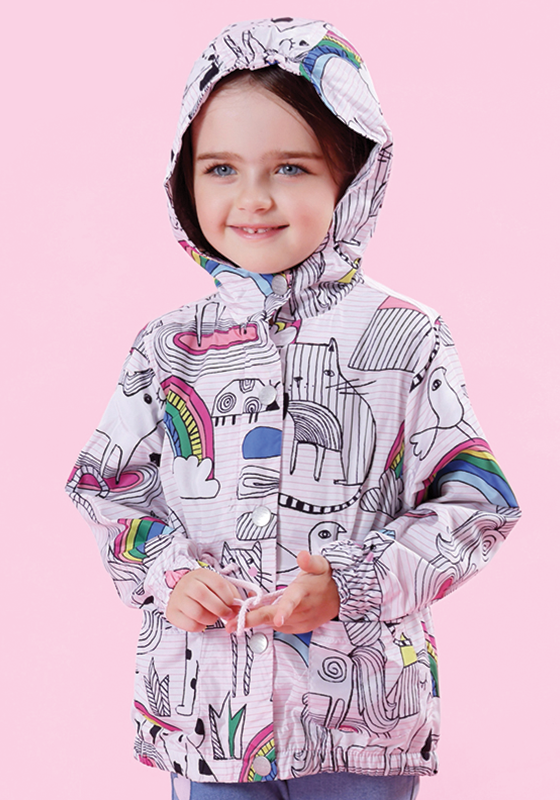 Bird & Flowers Print Hooded Jacket Bird & Flowers Print Hooded Jacket