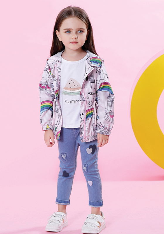 Bird & Flowers Print Hooded Jacket Bird & Flowers Print Hooded Jacket