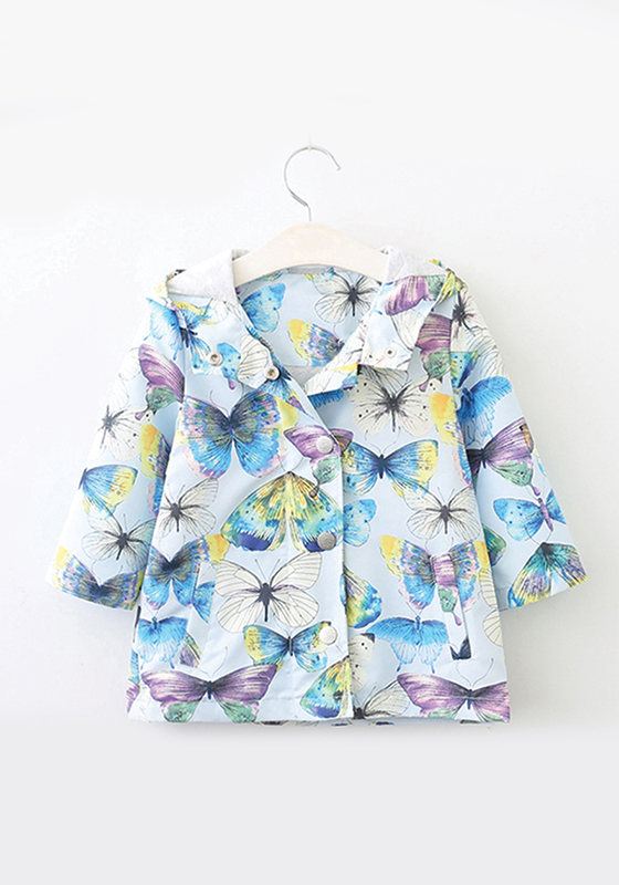 Butterfly Print Hooded Jacket Butterfly Print Hooded Jacket