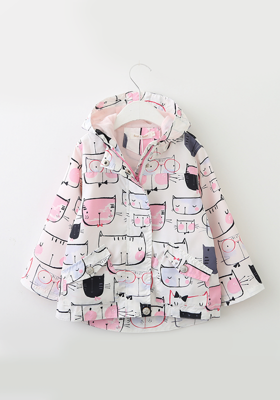 Cartoon Cat Outerwear Hooded Jacket Cartoon Cat Outerwear Hooded Jacket