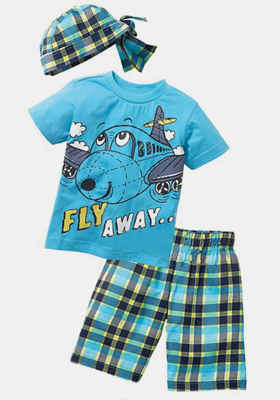 T-shirt & plaid pants & hat 3 pieces set T-shirt & plaid pants & hat 3 pieces set