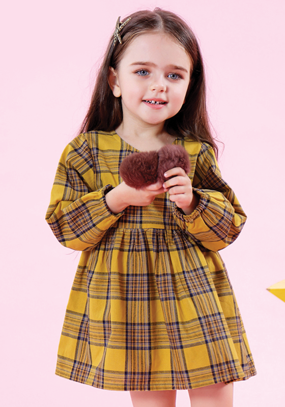 Katti Plaid Fur Ball Dress Katti Plaid Fur Ball Dress