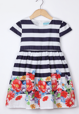 Eliotte Flowers Striped Dress