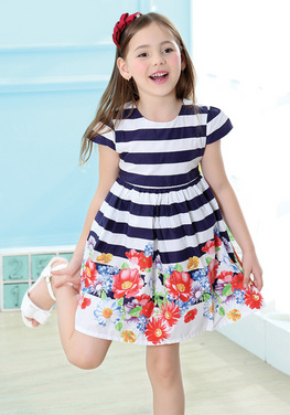 Eliotte Flowers Striped Dress