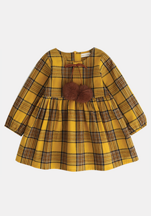 Molly Plaid Fur Ball Dress