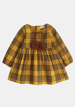 Molly Plaid Fur Ball Dress