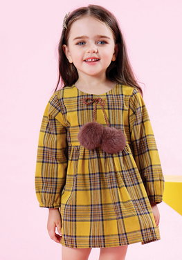 Molly Plaid Fur Ball Dress