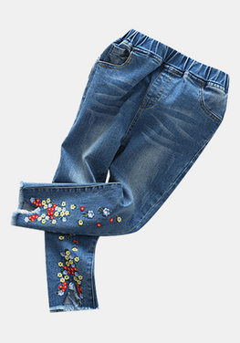 Floral Jeans Trousers