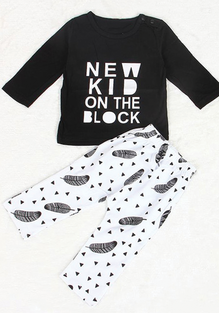 Cotton Letter Print T-Shirt & Pants