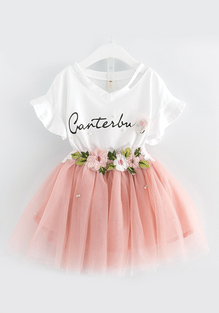 T-shirt & Flowers Ball Gown Dress