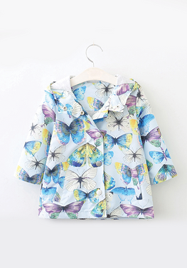 Butterfly Print Hooded Jacket