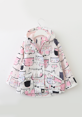 Cartoon Cat Outerwear Hooded Jacket